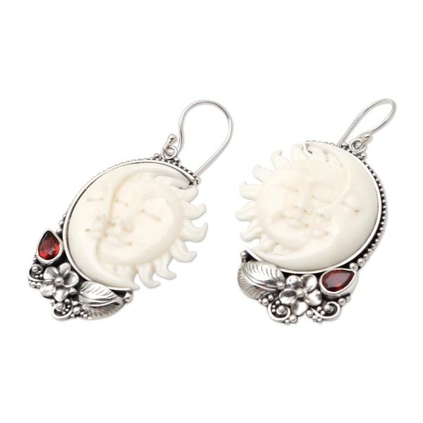 Alternate image for Hand Crafted Sun and Moon Dangle Earrings Celestial Siblings