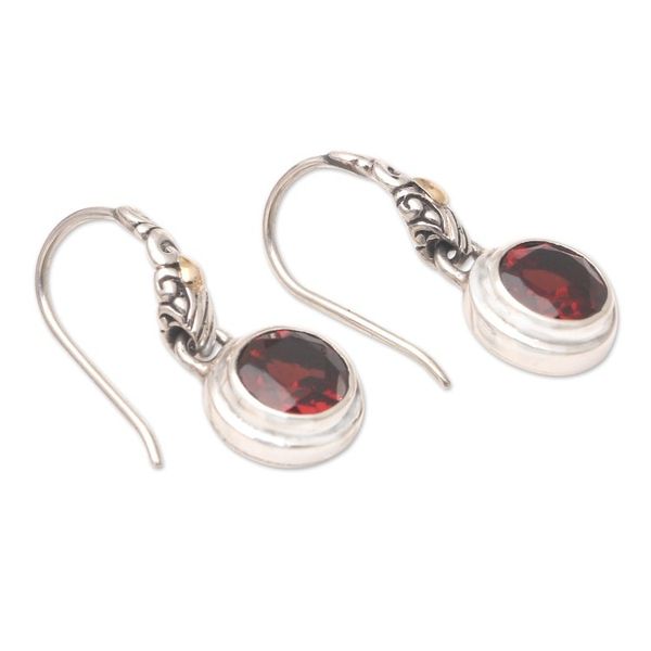 Alternate image for Gold-Accented Garnet Dangle Earrings Tropical Color in Volcano