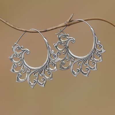 Alternate image for Curling Sterling Silver Hoop Earrings from Bali Curling Tendrils