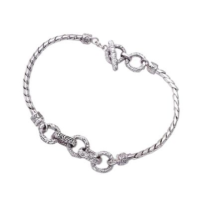 Alternate image for Mens Sterling Silver Pendant Bracelet Crafted in Bali Courageous Man