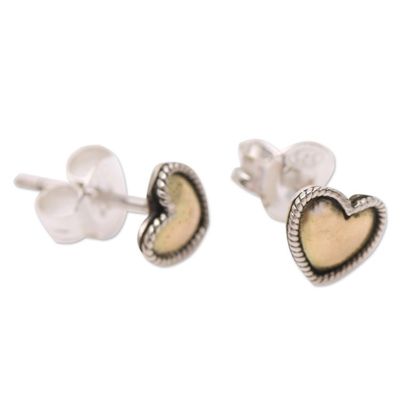 Alternate image for Gold-Plated Sterling Silver Heart-Motif Stud Earrings Shimmering Love
