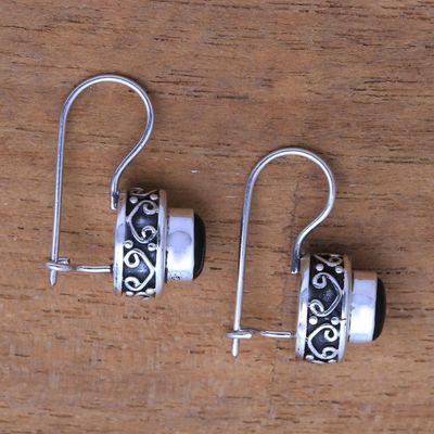 Alternate image for Oval Onyx Drop Earrings Crafted in Bali Dark Ovals