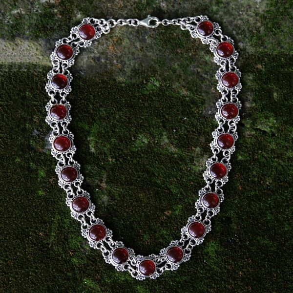 Alternate image for Sterling Silver Carnelian Statement Necklace Radiant Queen