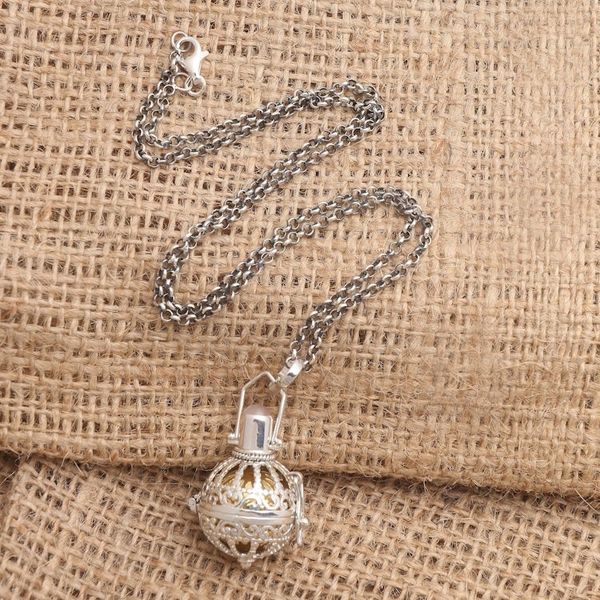 Alternate image for Silver and Moonstone Harmony Ball Necklace with Brass Protective Goddess