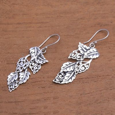 Alternate image for Leaf-Themed Sterling Silver Dangle Earrings from Bali Fantastic Forest