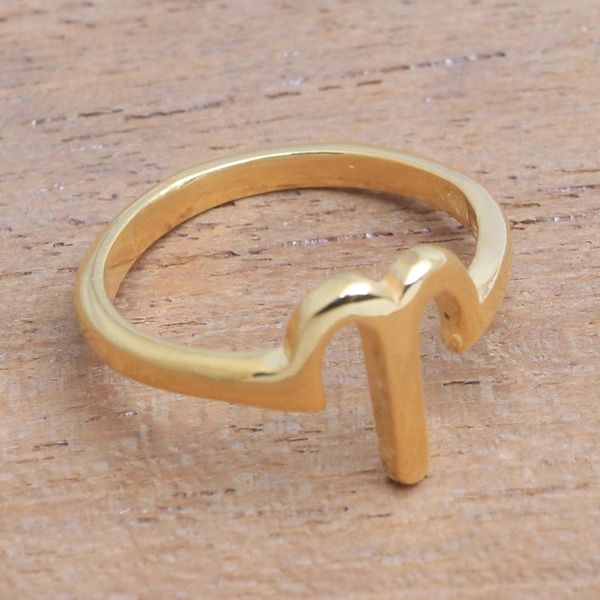 Alternate image for 18k Gold Plated Sterling Silver Aries Band Ring Golden Aries