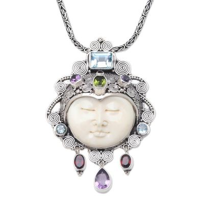 Alternate image for Multi-Gemstone Pendant Necklace From Indonesia Beautiful Moon