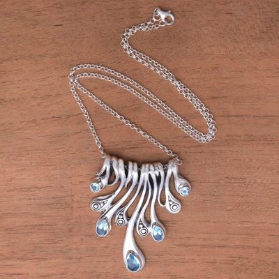 Alternate image for Teardrop Blue Topaz Pendant Necklace from Bali Angels Tears