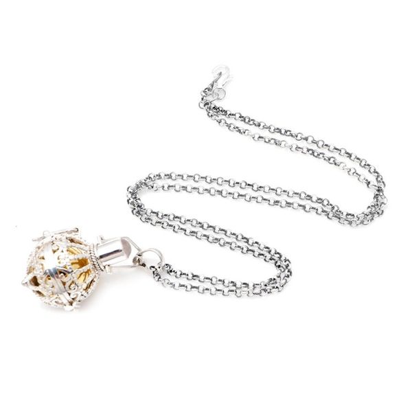 Alternate image for Silver and Moonstone Harmony Ball Necklace with Brass Protective Goddess
