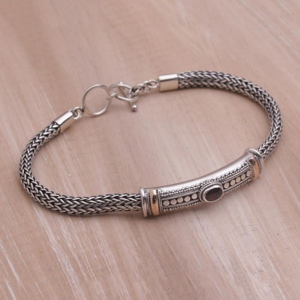 Alternate image for Gold Accent 925 Silver Garnet Pendant Bracelet from Bali Center of Hope