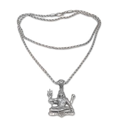 Alternate image for Lord Shiva Pendant Necklace Crafted from Sterling Silver Shiva Semedi