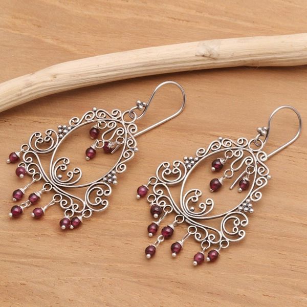 Alternate image for Garnet Sterling Silver Filigree Earrings Smiling Clown