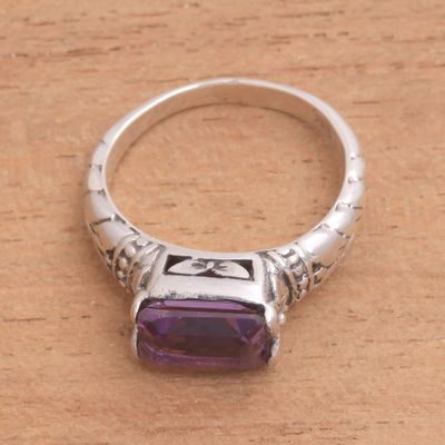 Alternate image for Faceted Purple Amethyst Single Stone Ring from Bali Padang Galak Beauty