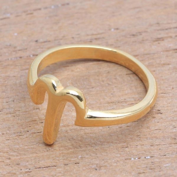 Alternate image for 18k Gold Plated Sterling Silver Aries Band Ring Golden Aries