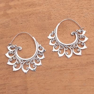 Alternate image for Curling Sterling Silver Hoop Earrings from Bali Curling Tendrils
