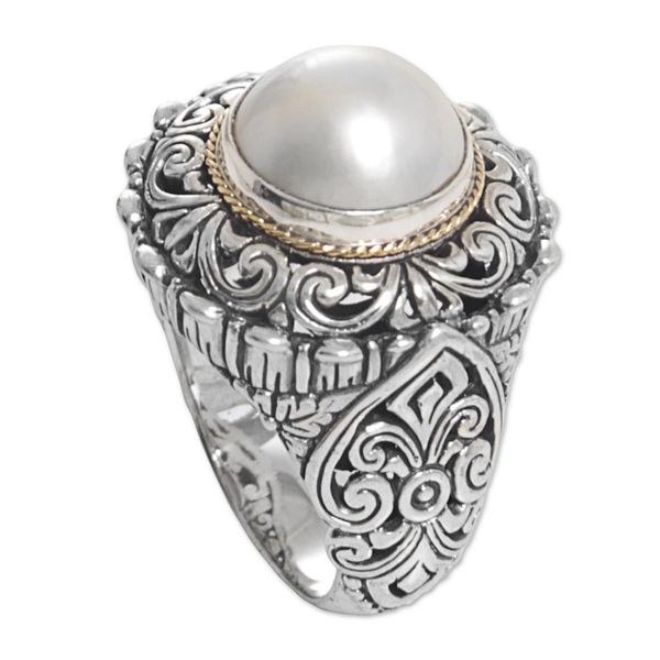 Alternate image for Cultured Mabe Pearl Sterling Silver Cocktail Ring Romantic Moonlight