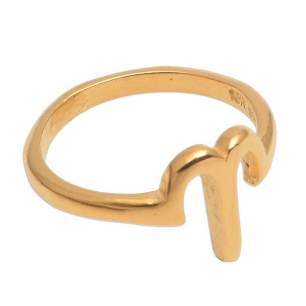 Alternate image for 18k Gold Plated Sterling Silver Aries Band Ring Golden Aries