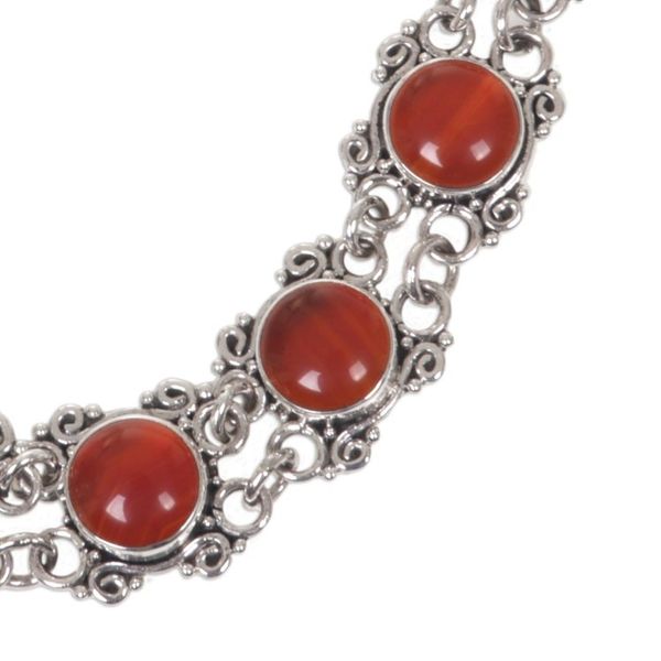 Alternate image for Sterling Silver Carnelian Statement Necklace Radiant Queen