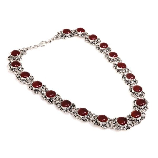 Alternate image for Sterling Silver Carnelian Statement Necklace Radiant Queen