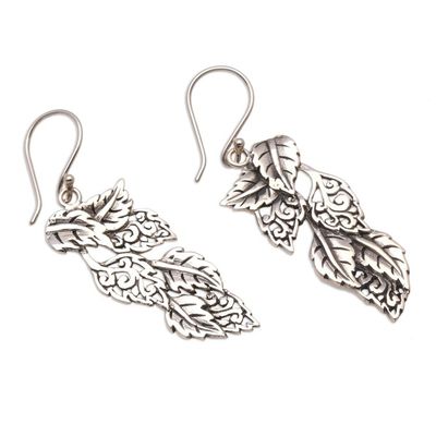 Alternate image for Leaf-Themed Sterling Silver Dangle Earrings from Bali Fantastic Forest