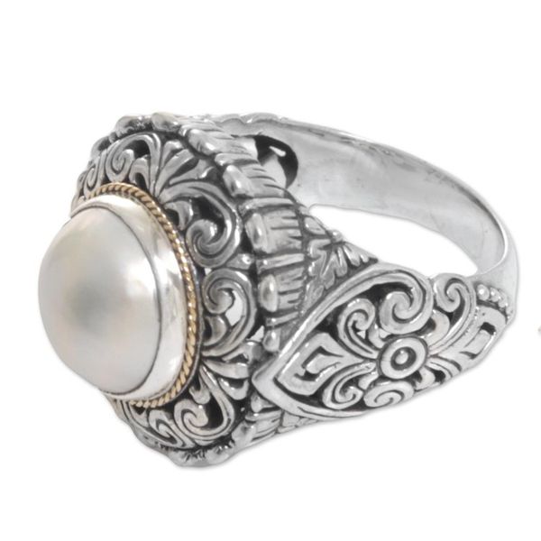 Alternate image for Cultured Mabe Pearl Sterling Silver Cocktail Ring Romantic Moonlight