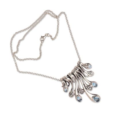 Alternate image for Teardrop Blue Topaz Pendant Necklace from Bali Angels Tears