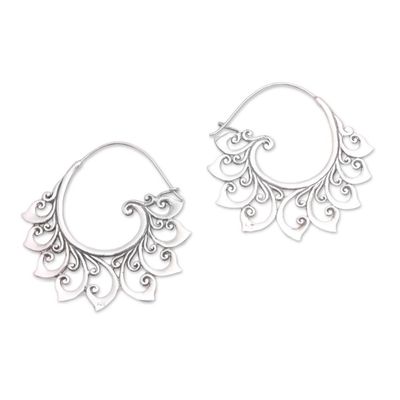 Alternate image for Curling Sterling Silver Hoop Earrings from Bali Curling Tendrils