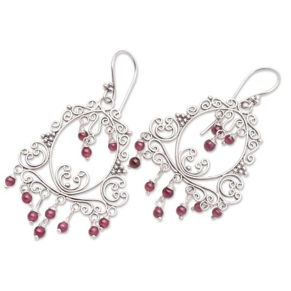 Alternate image for Garnet Sterling Silver Filigree Earrings Smiling Clown