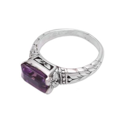 Alternate image for Faceted Purple Amethyst Single Stone Ring from Bali Padang Galak Beauty