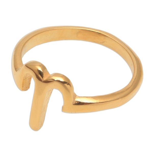 Alternate image for 18k Gold Plated Sterling Silver Aries Band Ring Golden Aries