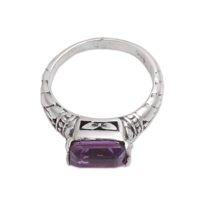 Alternate image for Faceted Purple Amethyst Single Stone Ring from Bali Padang Galak Beauty