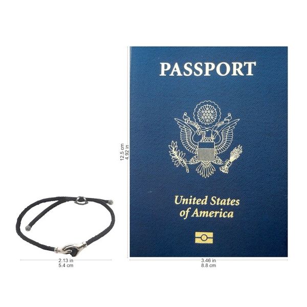 Alternate image for Bali Obsidian and Sterling Silver Cord Unity Bracelet Silver Handshake