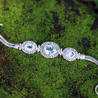 Alternate image for Blue Topaz Sterling Silver Bracelet Tradition