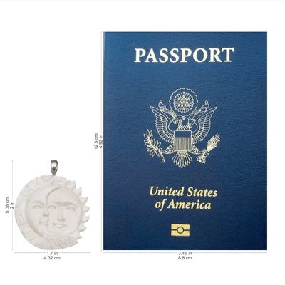 Alternate image for Handcrafted Sun and Moon Bone Pendant Necklace from Bali Stellar Guardians