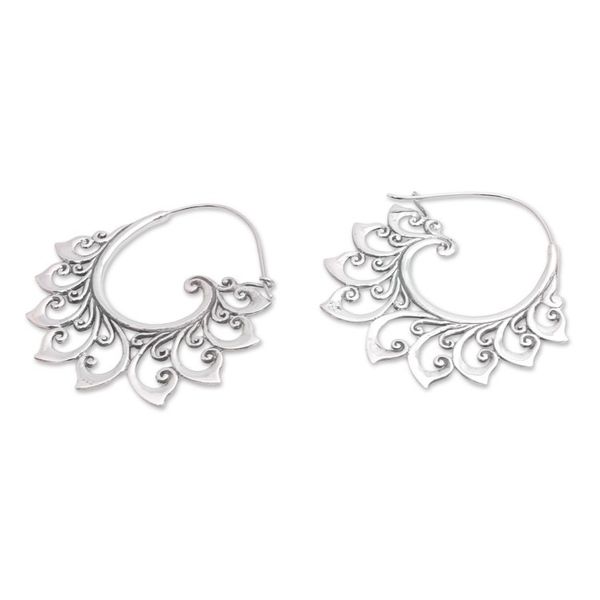 Alternate image for Curling Sterling Silver Hoop Earrings from Bali Curling Tendrils