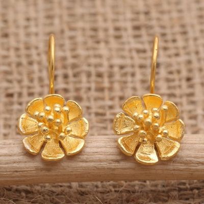 Alternate image for Hand Made Gold-Plated Floral Drop Earrings Verbena Flower