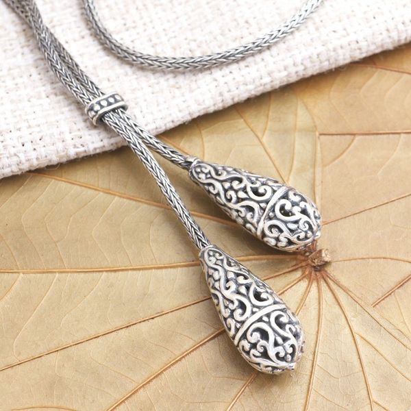 Alternate image for Sterling Silver Lariat Style Necklace from Bali Plain and Fancy
