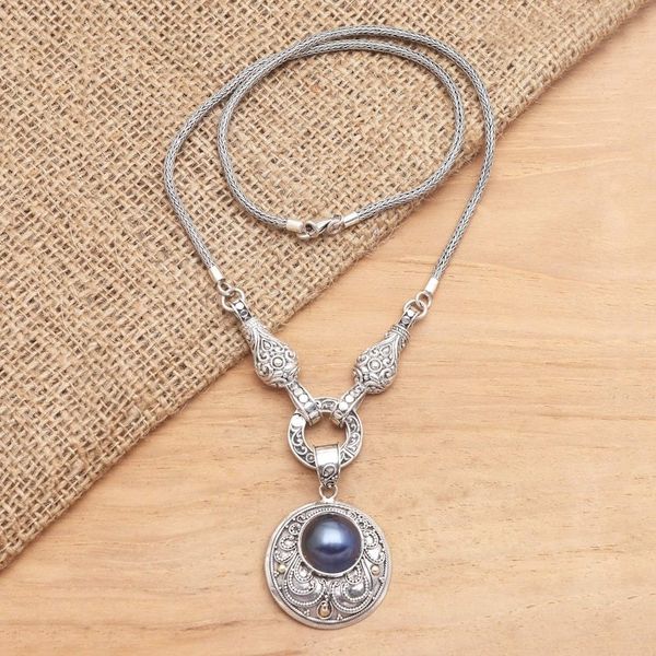 Alternate image for Hand Crafted Cultured Mabe Pearl Pendant Necklace from Bali Ocean Heart