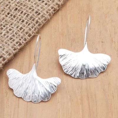 Alternate image for Leaf-Motif Sterling Silver Drop Earrings Summer Fan