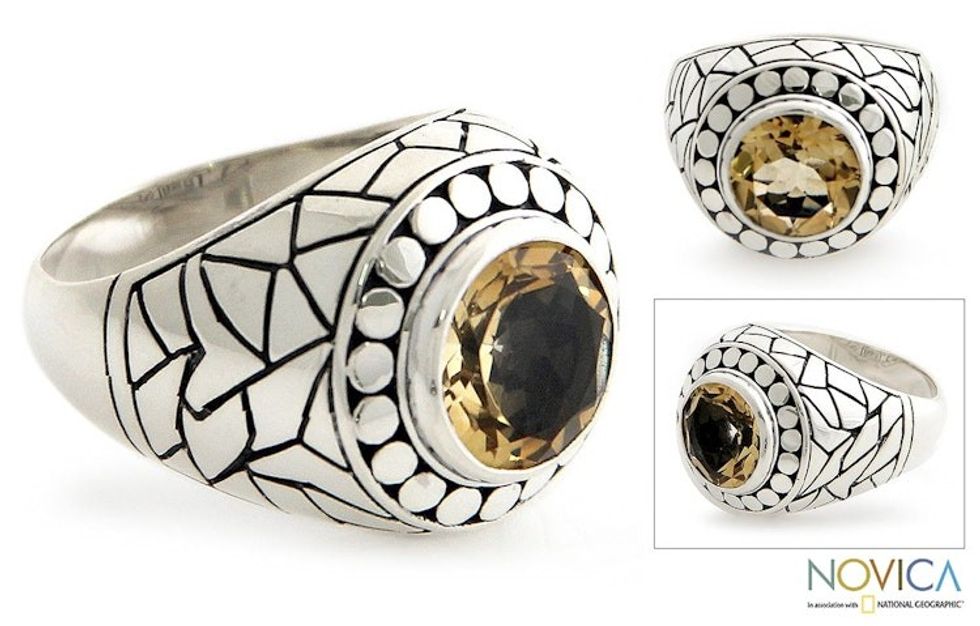 Citrine and Sterling Silver Dome Ring 'Denpasar Hero'