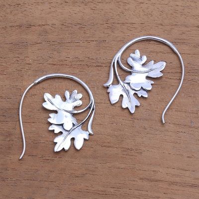 Primary image for Leaf-Shaped Sterling Silver Drop Earrings from Bali Leafy Canopy