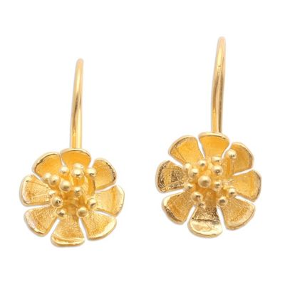 Alternate image for Hand Made Gold-Plated Floral Drop Earrings Verbena Flower