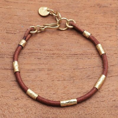 Alternate image for Leather and Brass Beaded Cord Bracelet from Bali Banded Snake