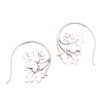Alternate image for Leaf-Shaped Sterling Silver Drop Earrings from Bali Leafy Canopy