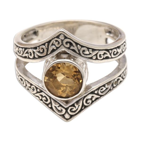 Alternate image for One Carat Citrine and Silver Cocktail Ring Crown of Sunshine