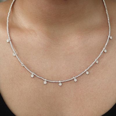 Alternate image for Hand Made Sterling Silver Floral Charm Necklace Silver Flora