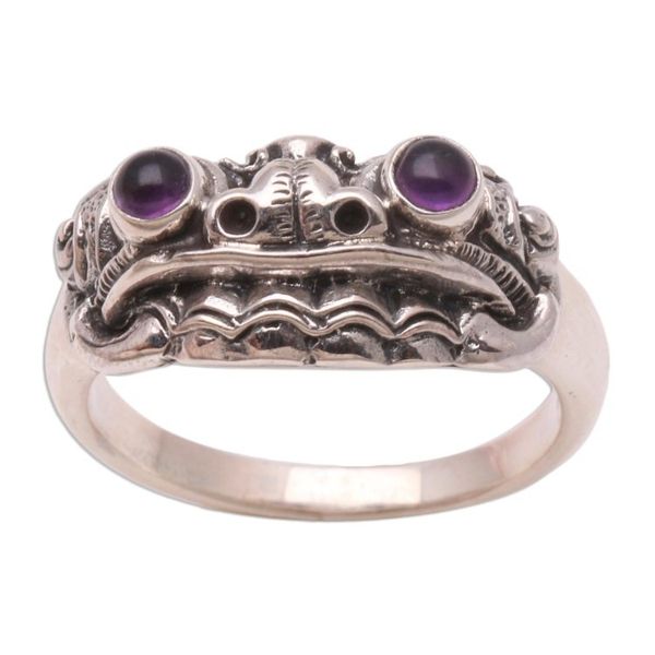 Alternate image for Mens Artisan Crafted Sterling Silver and Amethyst Ring Immortal Eclipse