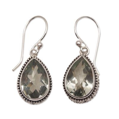 Alternate image for Prasiolite and Silver Teardrop Dangle Earrings from Bali Sparkling Spring