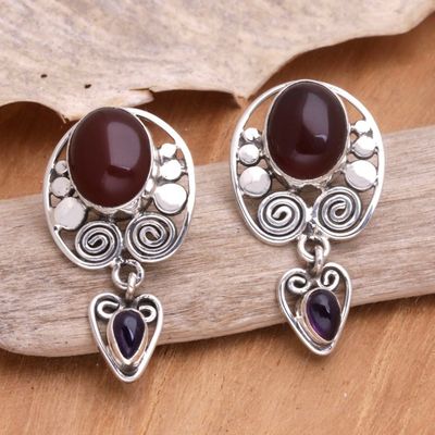 Alternate image for Amethyst and carnelian dangle earrings Illusions