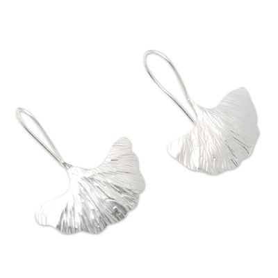 Alternate image for Leaf-Motif Sterling Silver Drop Earrings Summer Fan